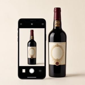 Бутылка портвейна рядом с экраном телефона