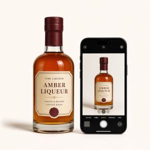 Бутылка ликёра рядом с экраном телефона